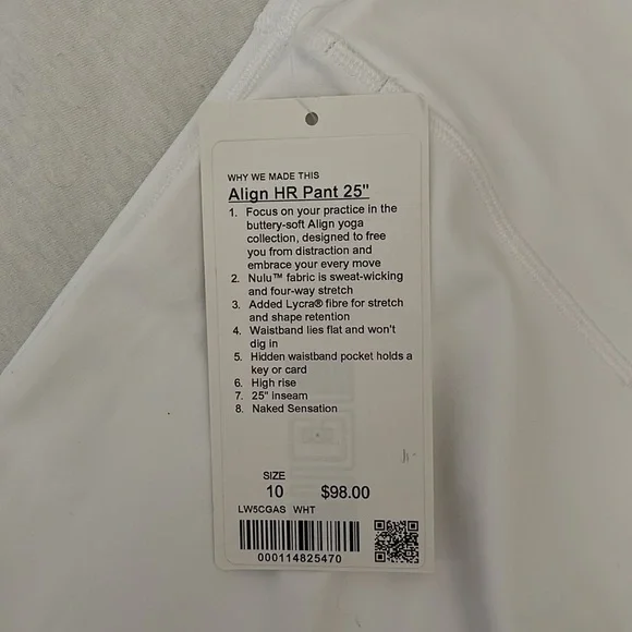 Lululemon Align 25 Women's White High-Waisted Leggings 10 - Picture 2 of 5